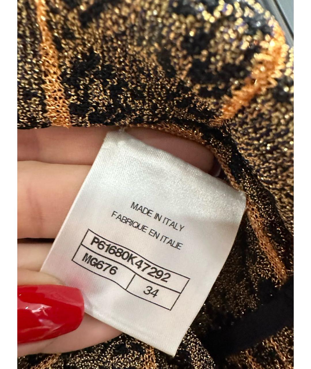 CHANEL Золотое вискозное повседневное платье, фото 3