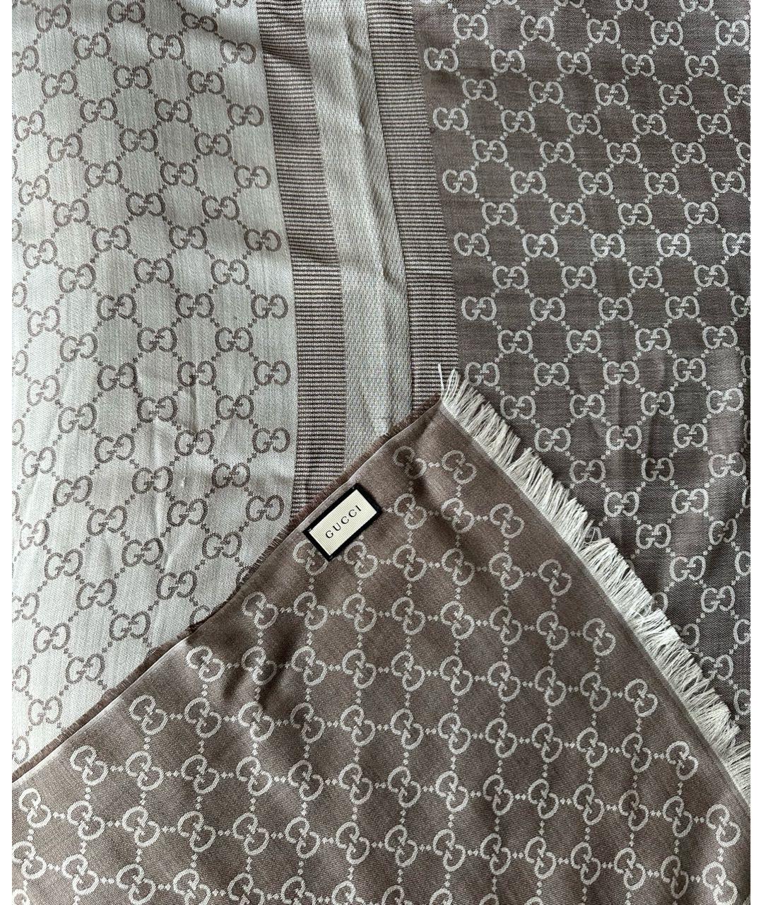 GUCCI Антрацитовый шерстяной шарф, фото 2