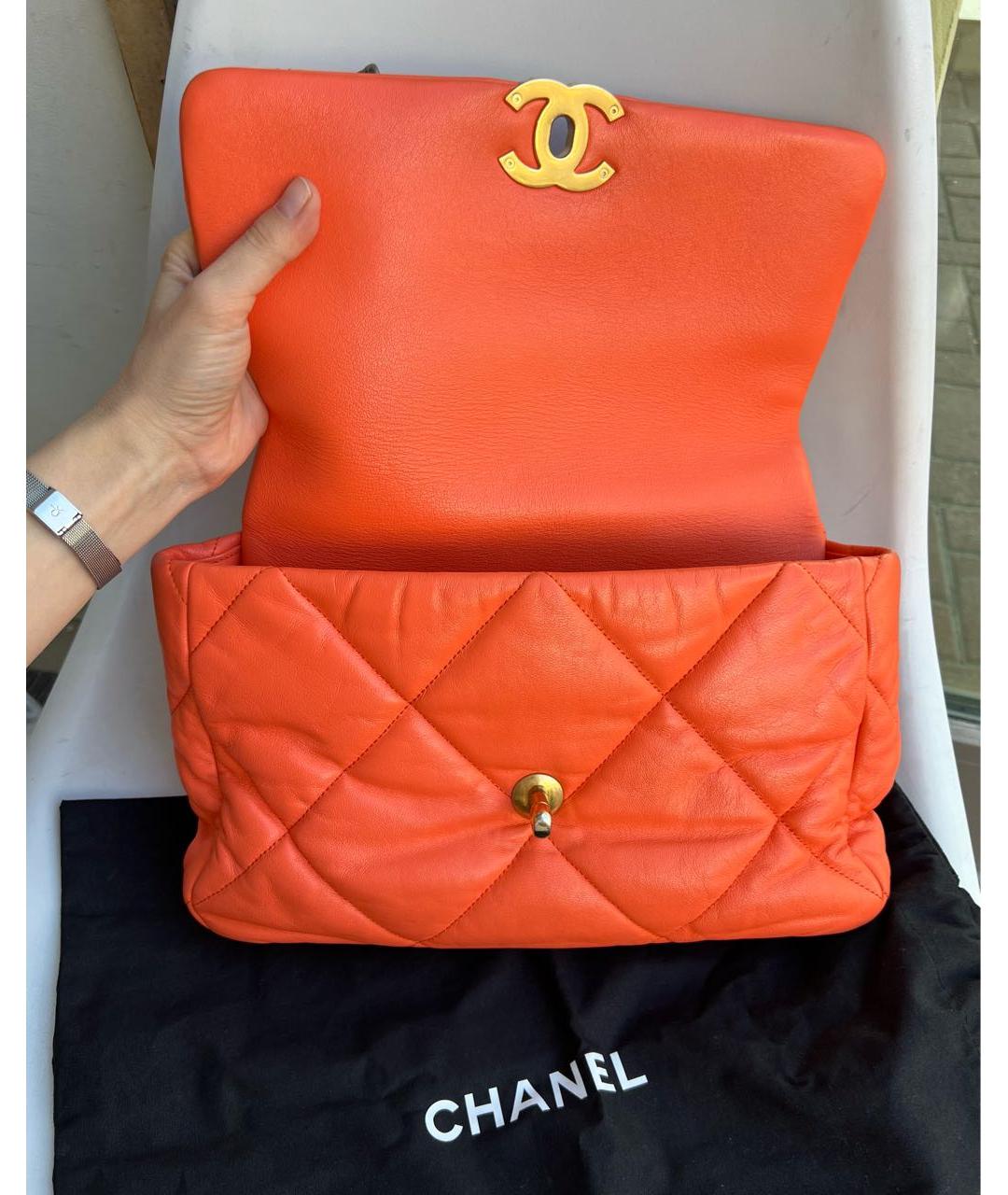 CHANEL Оранжевая кожаная сумка через плечо, фото 4