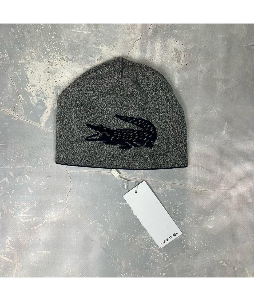 LACOSTE Темно-синяя шерстяная шапка, фото 2