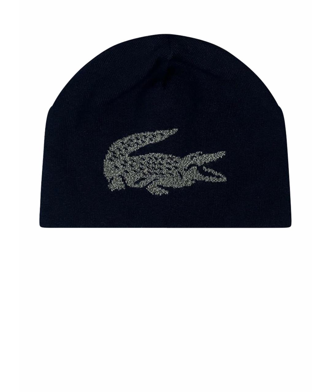 LACOSTE Темно-синяя шерстяная шапка, фото 1