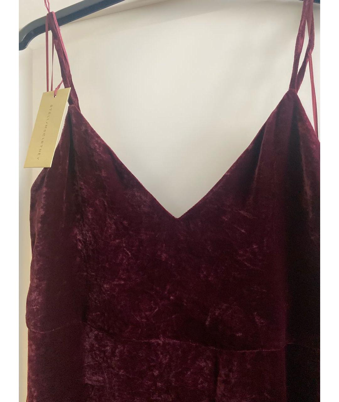 STELLA MCCARTNEY Бордовое бархатное коктейльное платье, фото 4