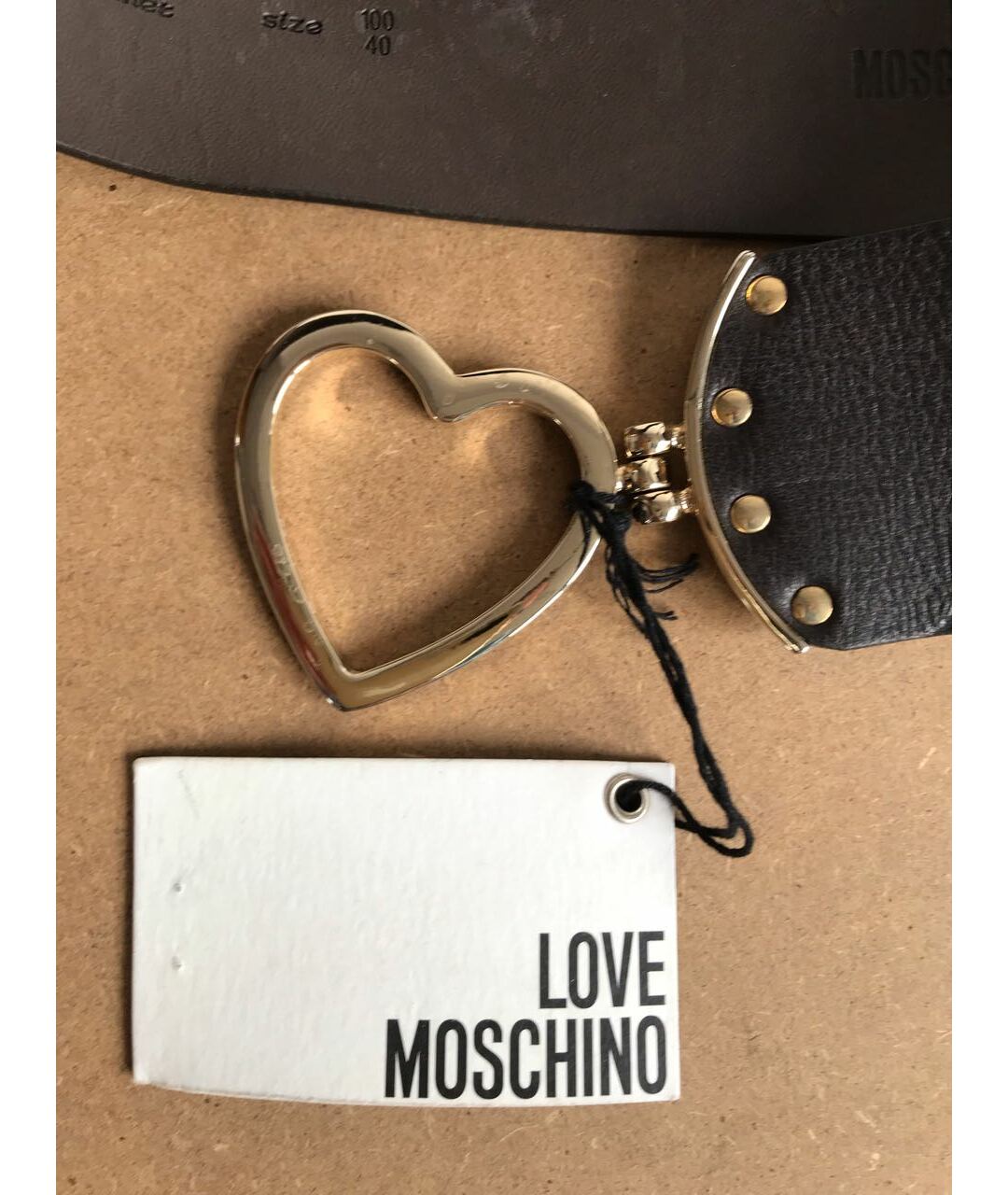 LOVE MOSCHINO Коричневый кожаный ремень, фото 3