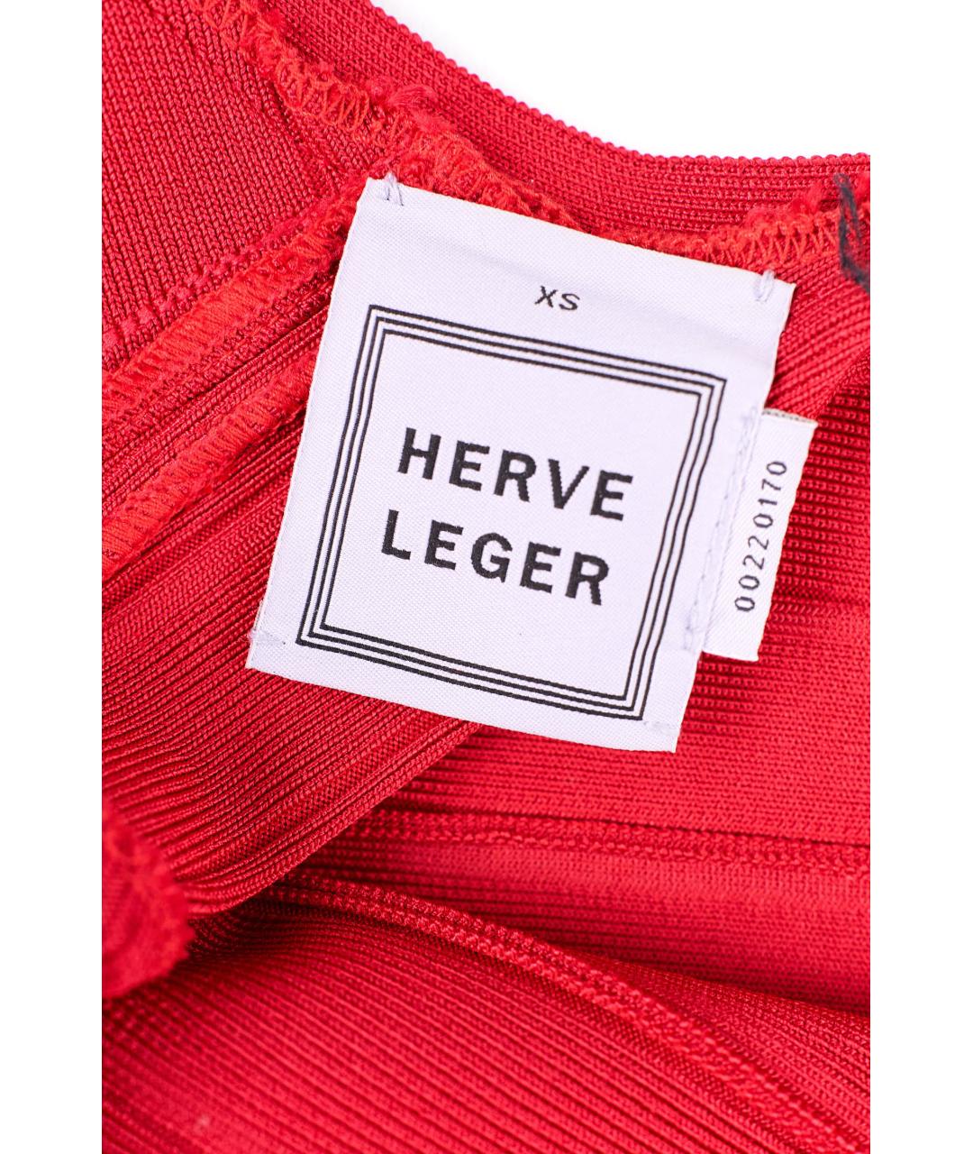 HERVE LEGER Красное вискозное коктейльное платье, фото 3