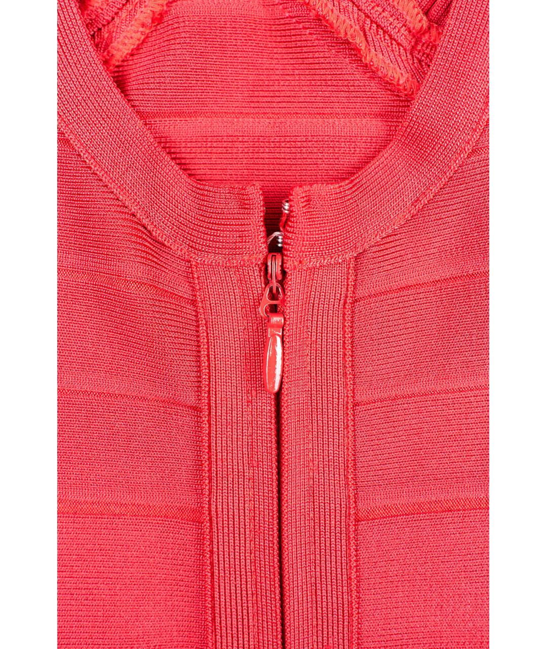 HERVE LEGER Красное вискозное коктейльное платье, фото 4