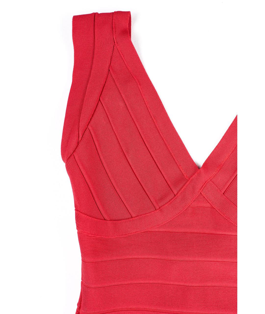 HERVE LEGER Красное вискозное коктейльное платье, фото 6