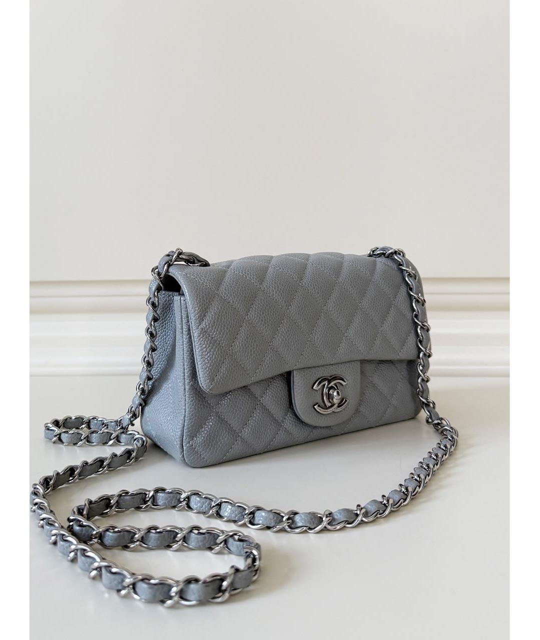 CHANEL Серая кожаная сумка через плечо, фото 3