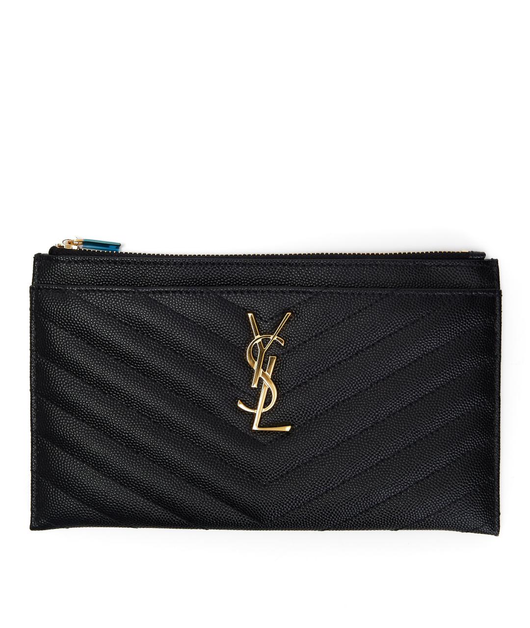 SAINT LAURENT Черный кожаный кошелек, фото 1