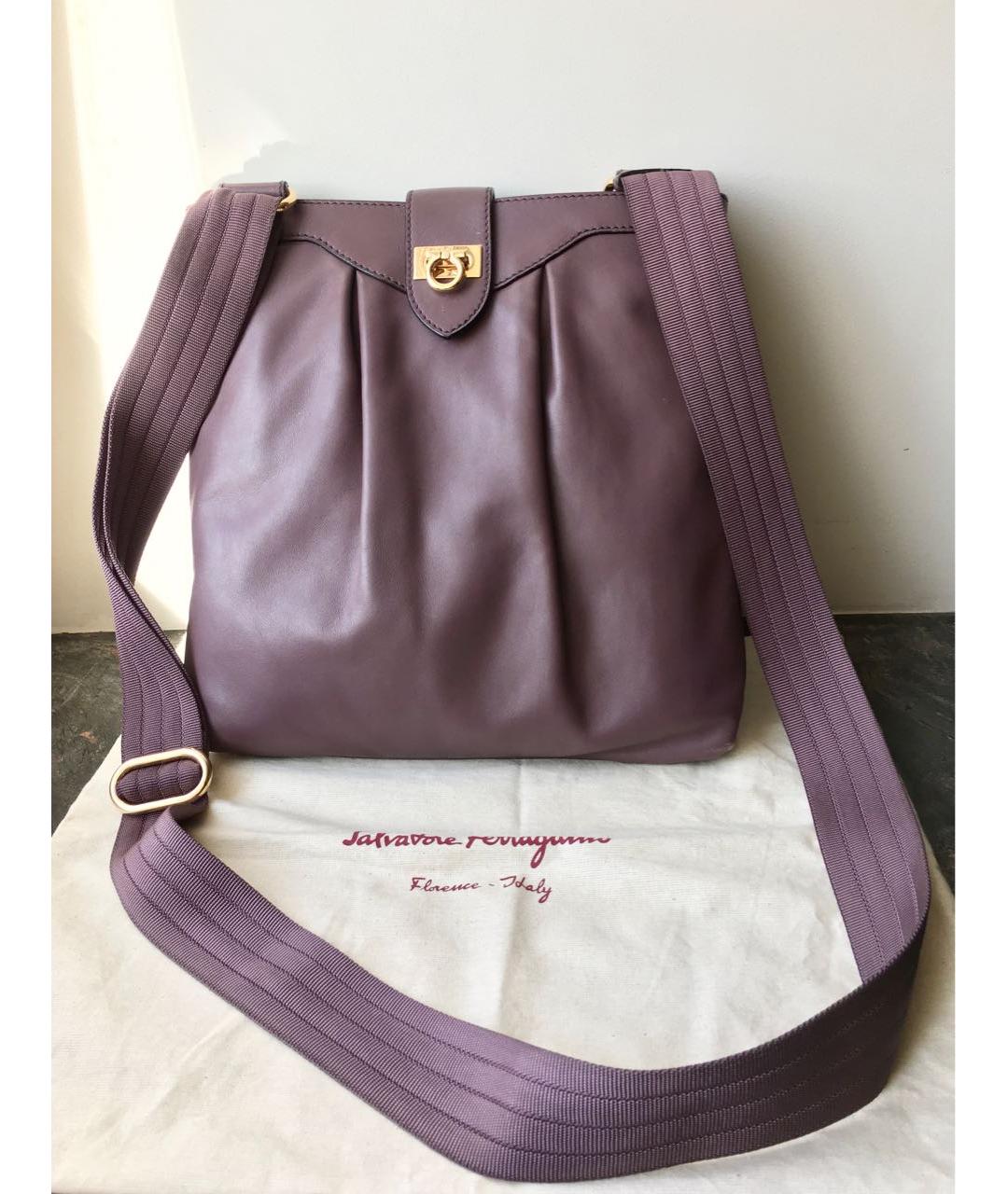 FERRAGAMO Фиолетовая кожаная сумка через плечо, фото 2