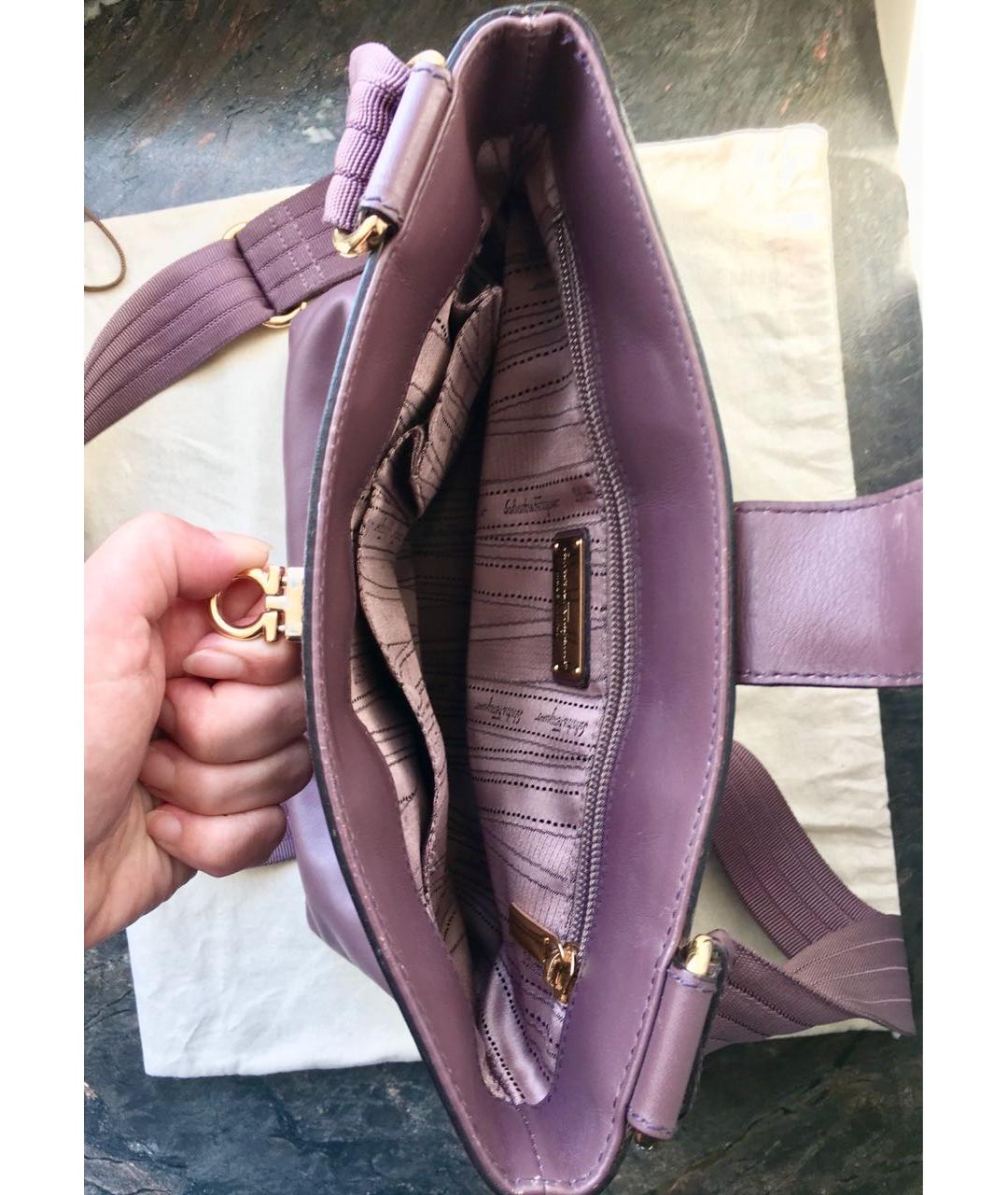 FERRAGAMO Фиолетовая кожаная сумка через плечо, фото 4