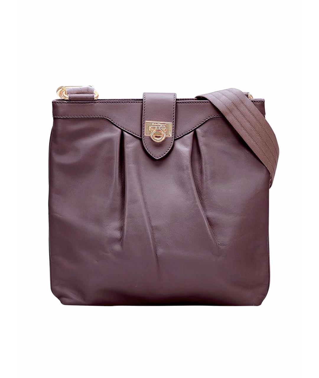 FERRAGAMO Фиолетовая кожаная сумка через плечо, фото 1