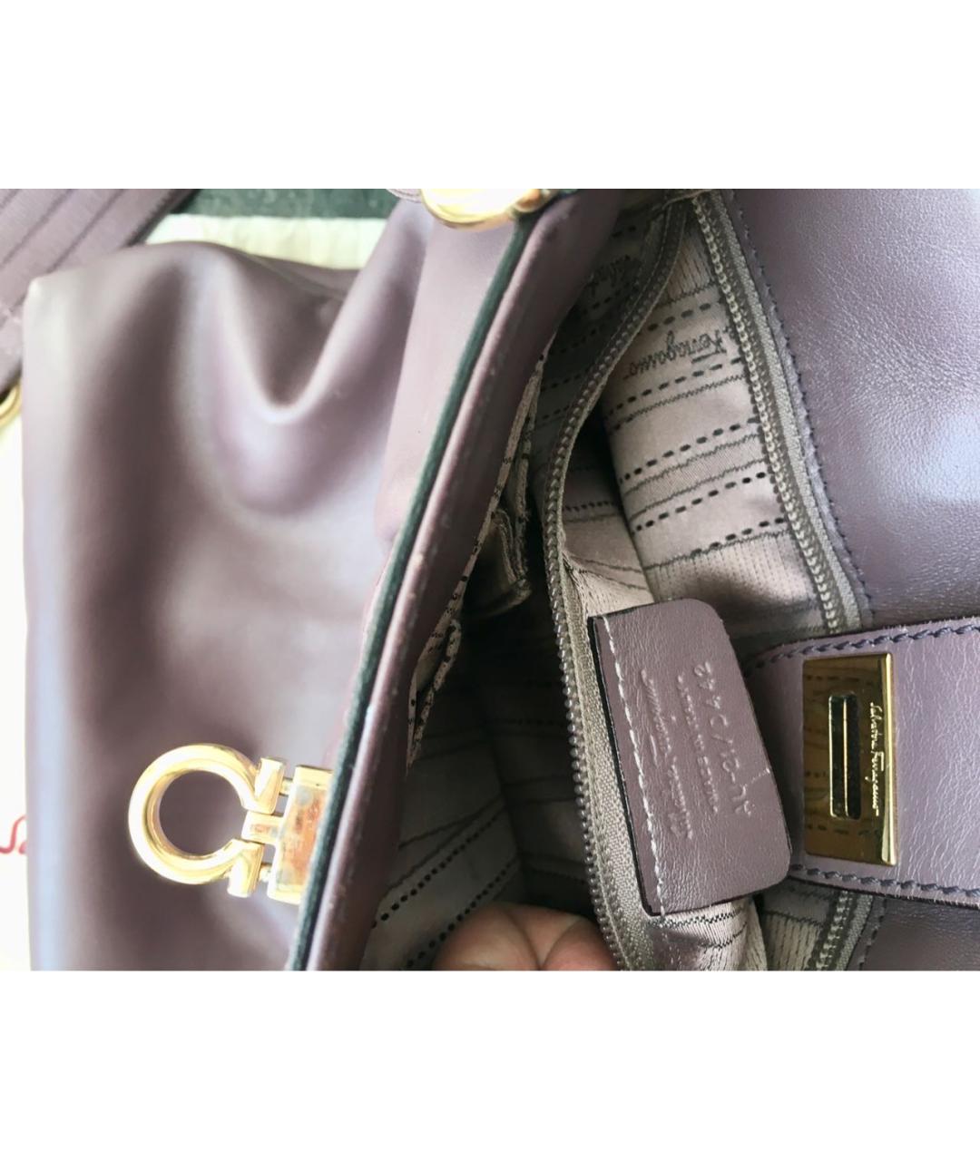FERRAGAMO Фиолетовая кожаная сумка через плечо, фото 5