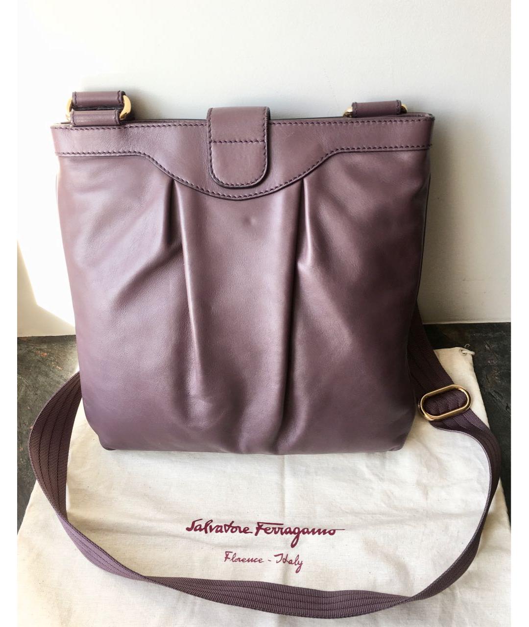 FERRAGAMO Фиолетовая кожаная сумка через плечо, фото 3