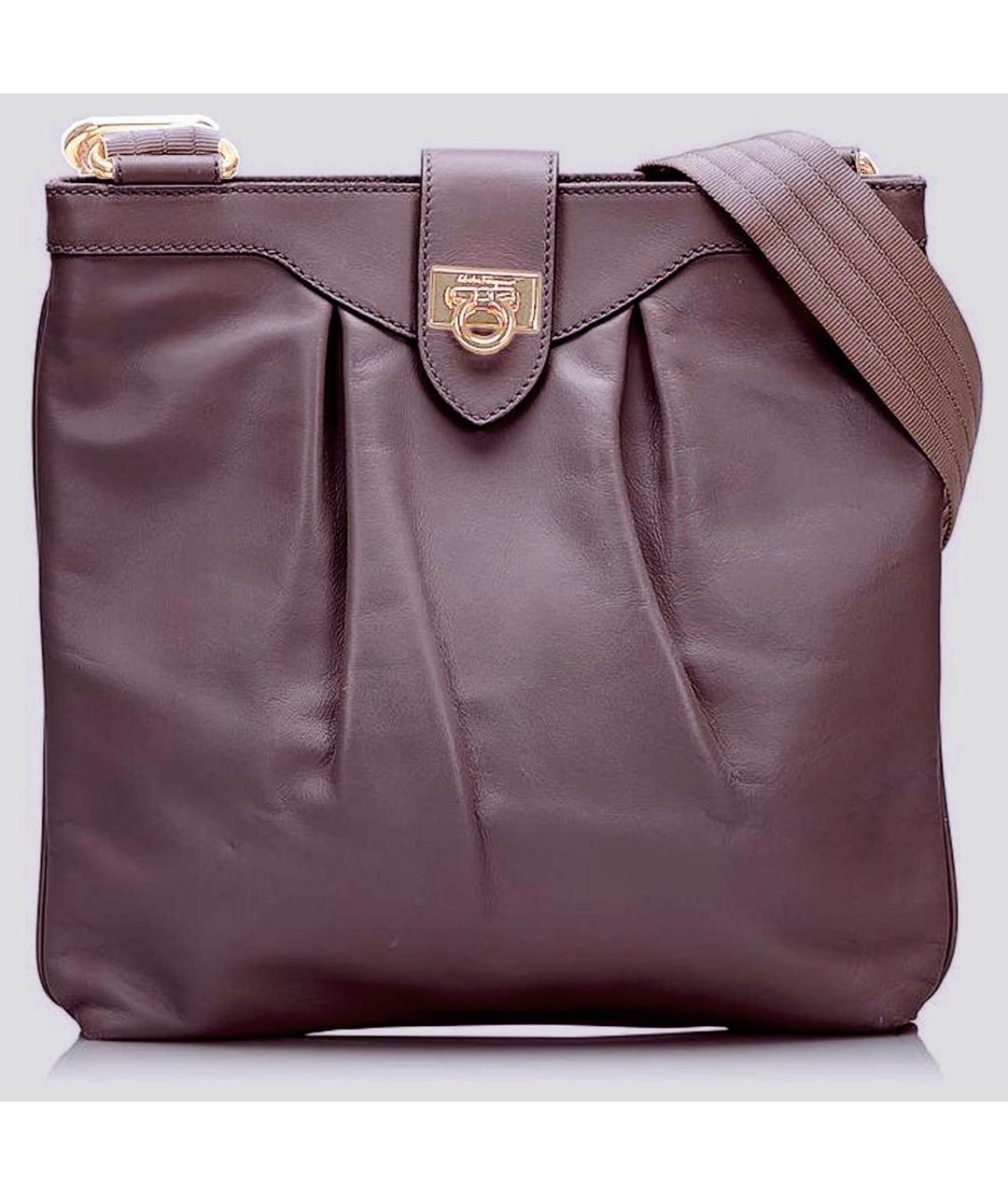 FERRAGAMO Фиолетовая кожаная сумка через плечо, фото 9