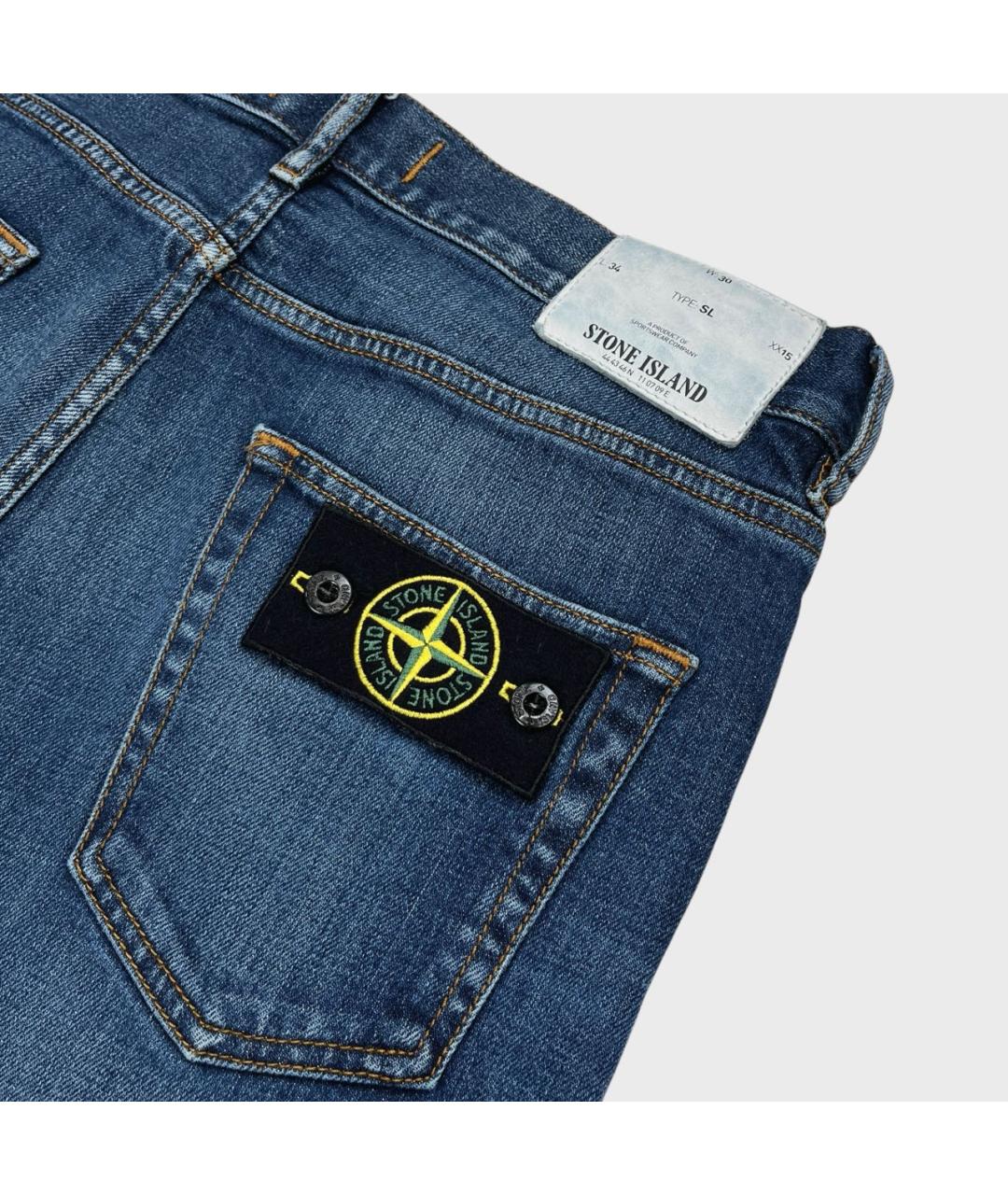 STONE ISLAND Синие хлопко-эластановые джинсы скинни, фото 4