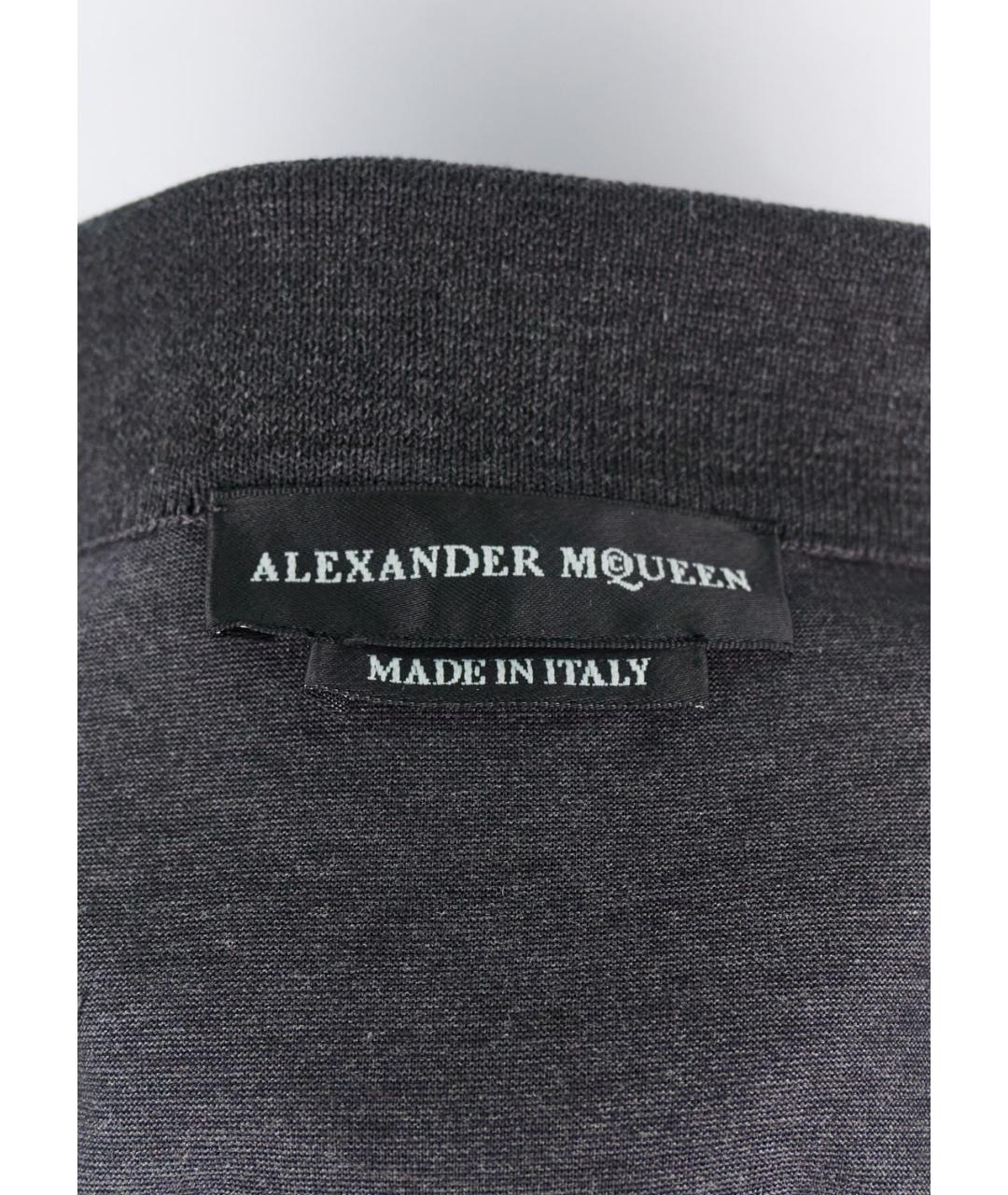 ALEXANDER MCQUEEN Серое хлопковое поло с коротким рукавом, фото 3