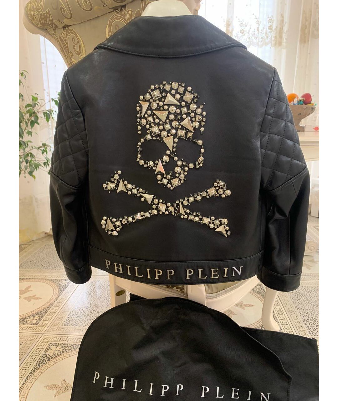 PHILIPP PLEIN Черная кожаная куртка, фото 2