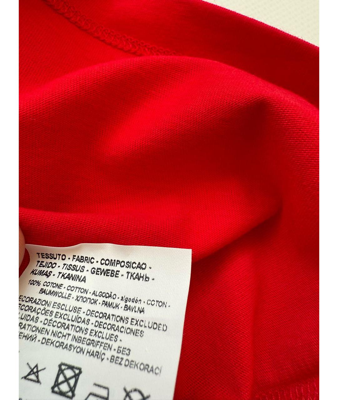 EMPORIO ARMANI Красная хлопковая футболка, фото 5