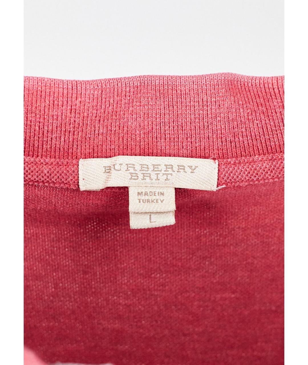 BURBERRY Коралловое хлопковое поло с коротким рукавом, фото 3