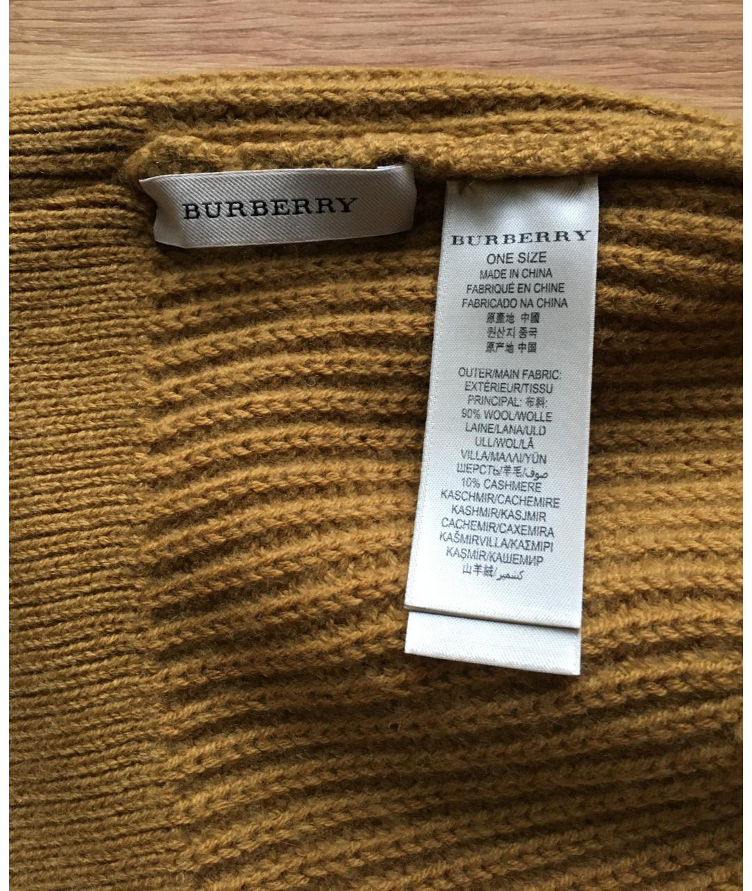 BURBERRY Горчичная шерстяная шапка, фото 4