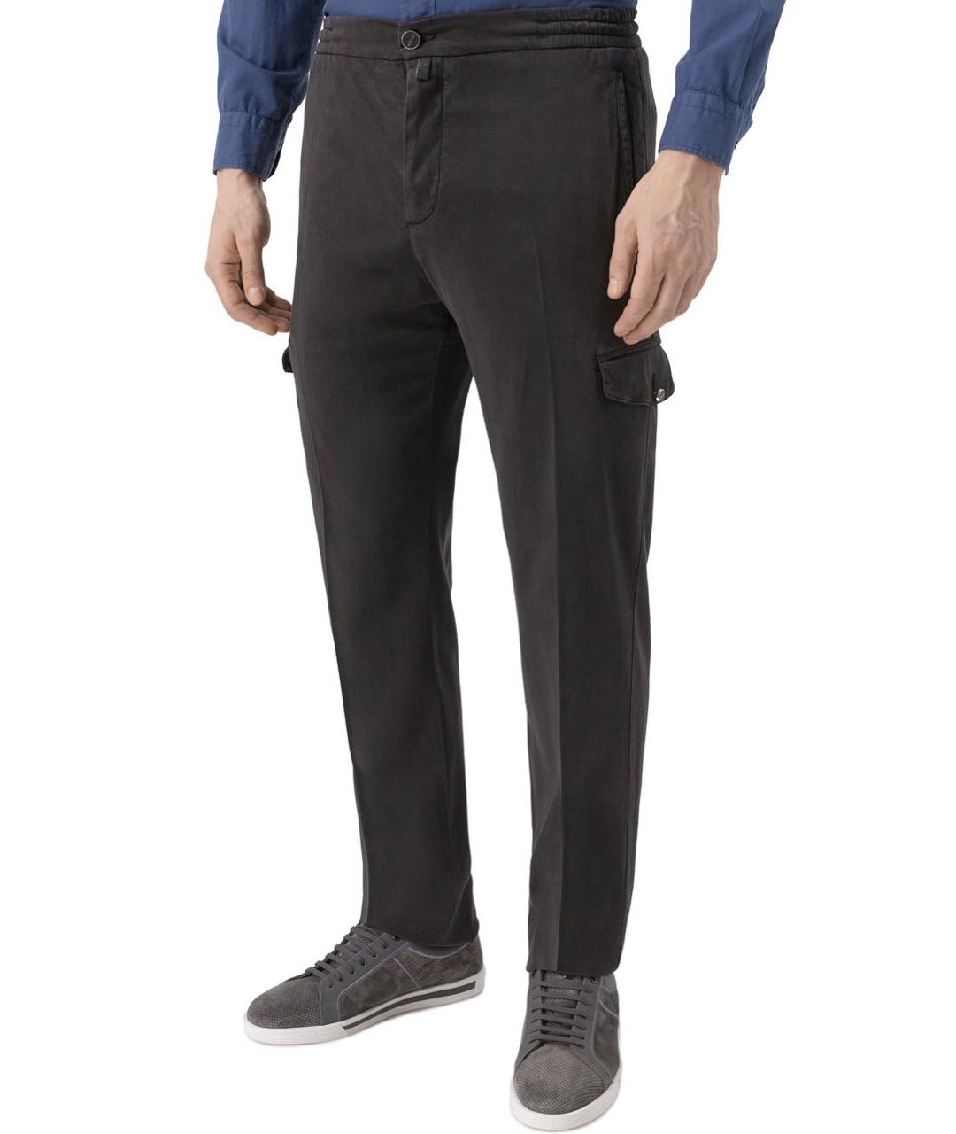KITON Черные хлопковые повседневные брюки, фото 3