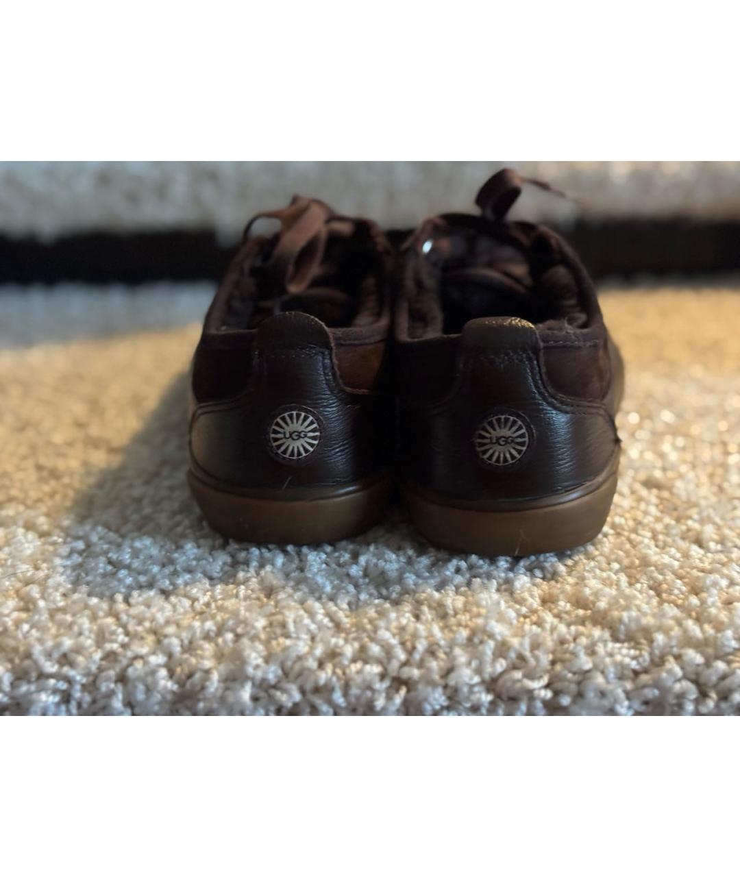 UGG AUSTRALIA Коричневые кожаные кеды, фото 4