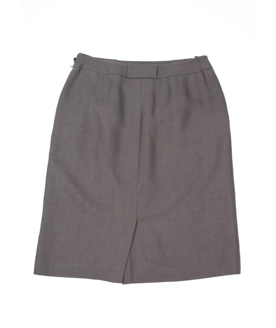 MAX MARA Серая льняная юбка миди, фото 4