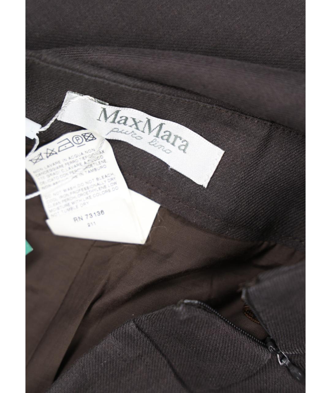 MAX MARA Серая льняная юбка миди, фото 5