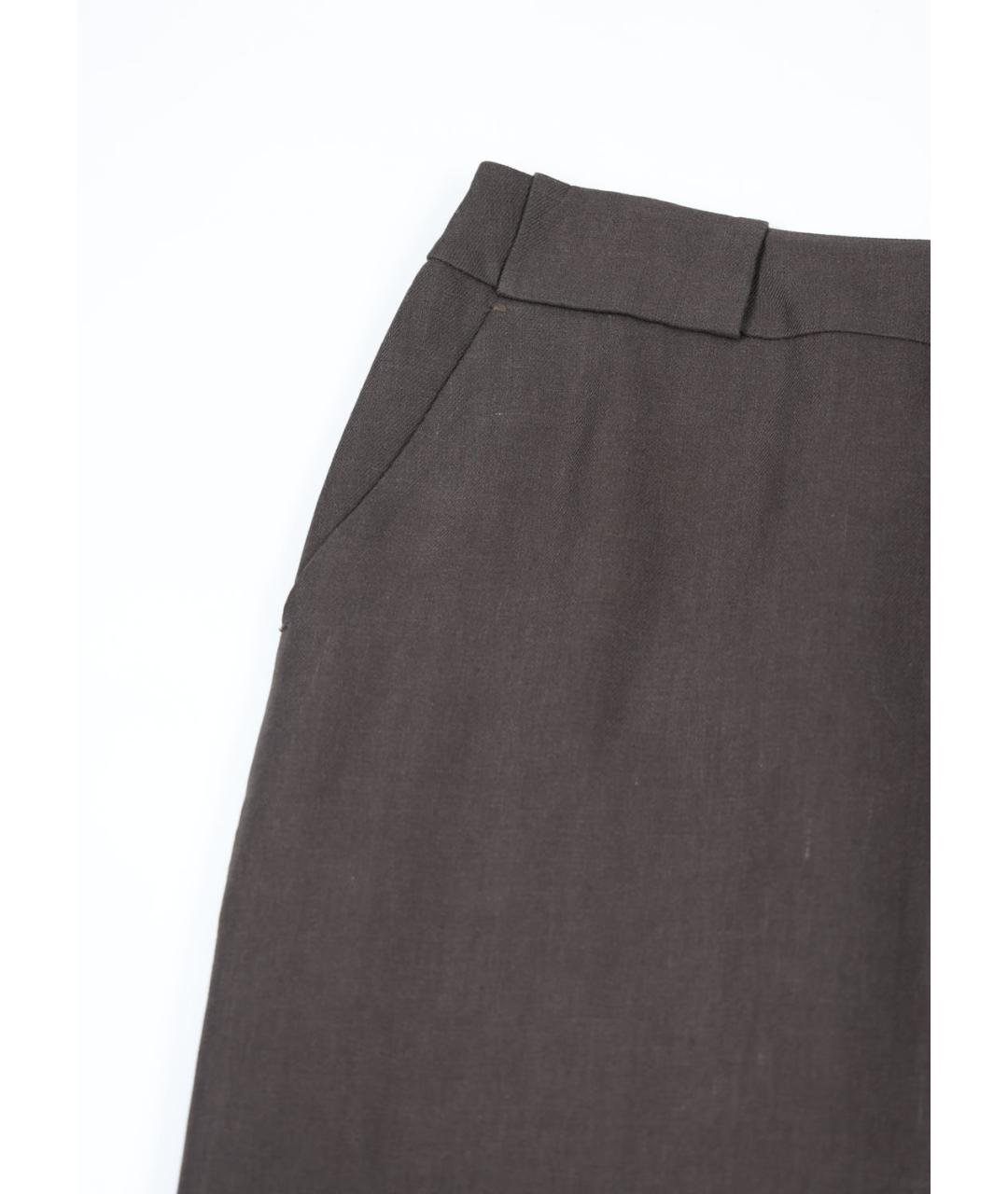 MAX MARA Серая льняная юбка миди, фото 2