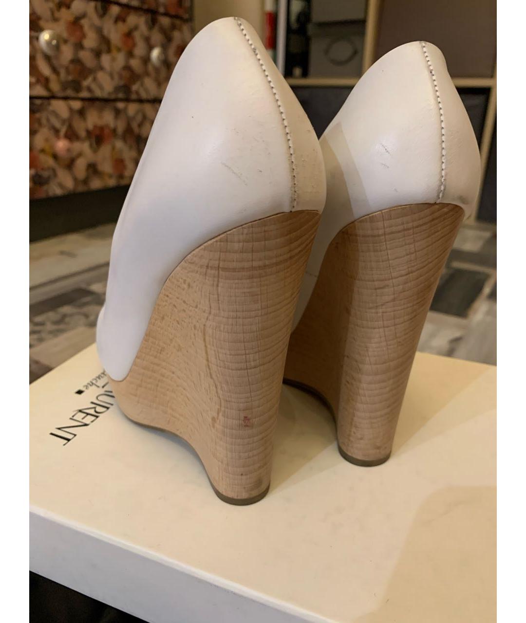 SAINT LAURENT Белые кожаные туфли, фото 4