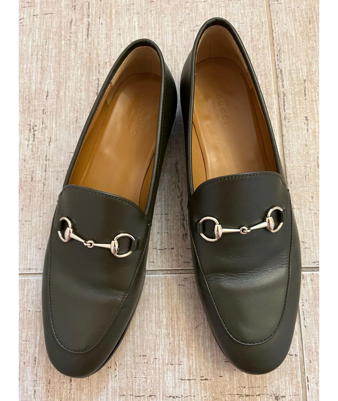 GUCCI Зеленые кожаные лоферы, фото 2