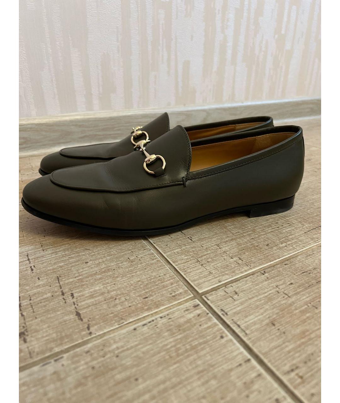 GUCCI Зеленые кожаные лоферы, фото 9