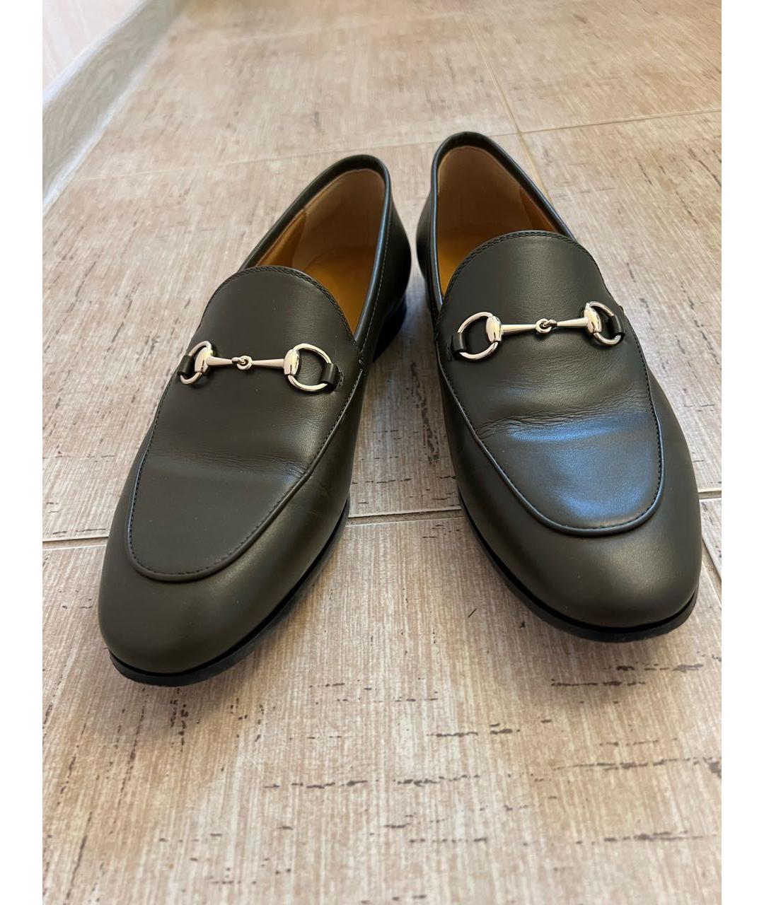 GUCCI Зеленые кожаные лоферы, фото 3