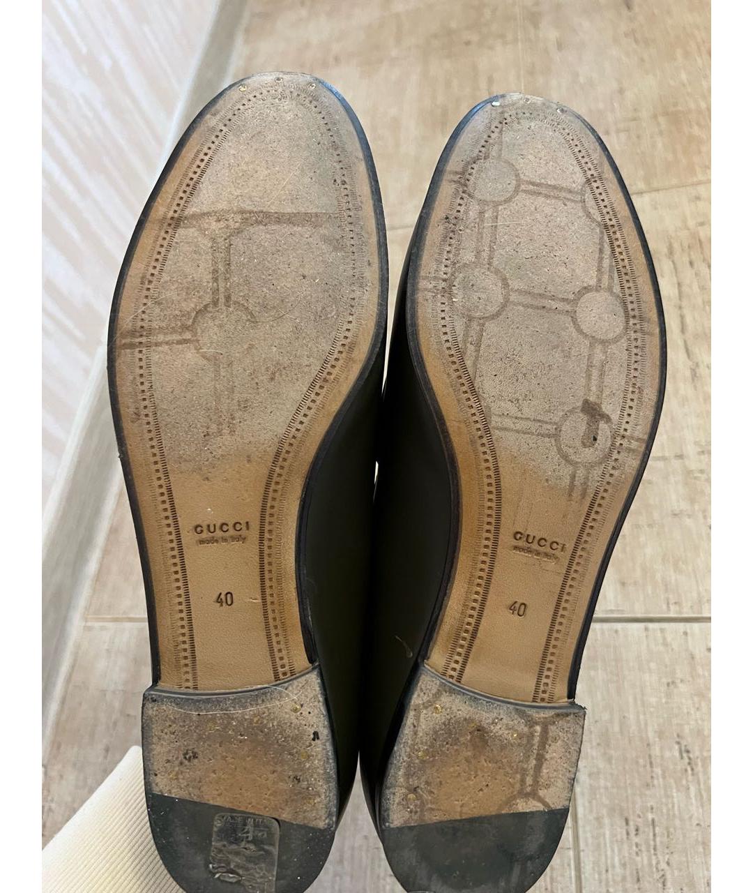 GUCCI Зеленые кожаные лоферы, фото 6