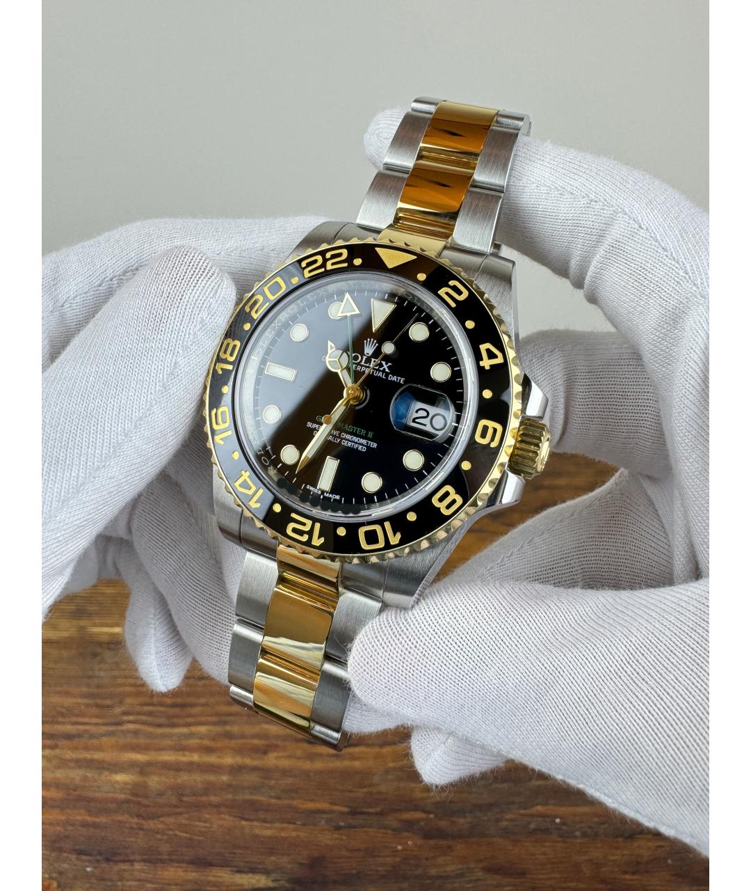 ROLEX Черные часы из золота и стали, фото 2
