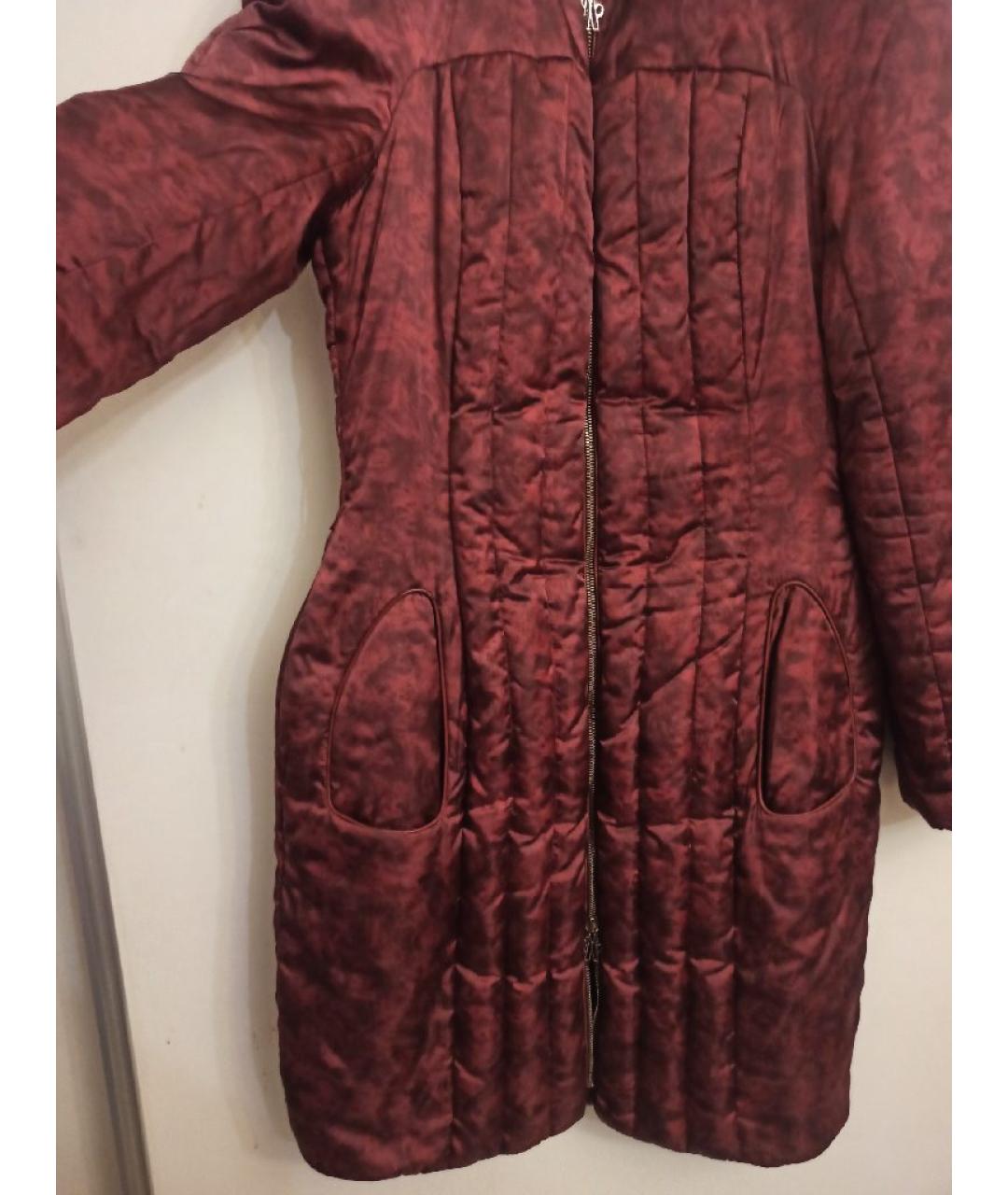 MONCLER Бордовый полиэстеровый пуховик, фото 5