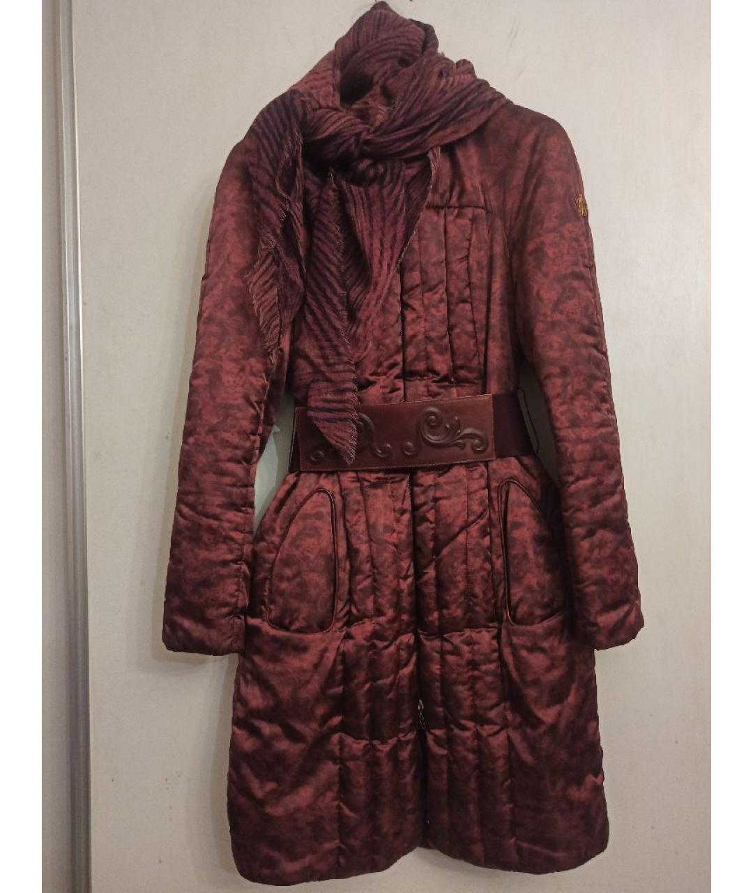 MONCLER Бордовый полиэстеровый пуховик, фото 6