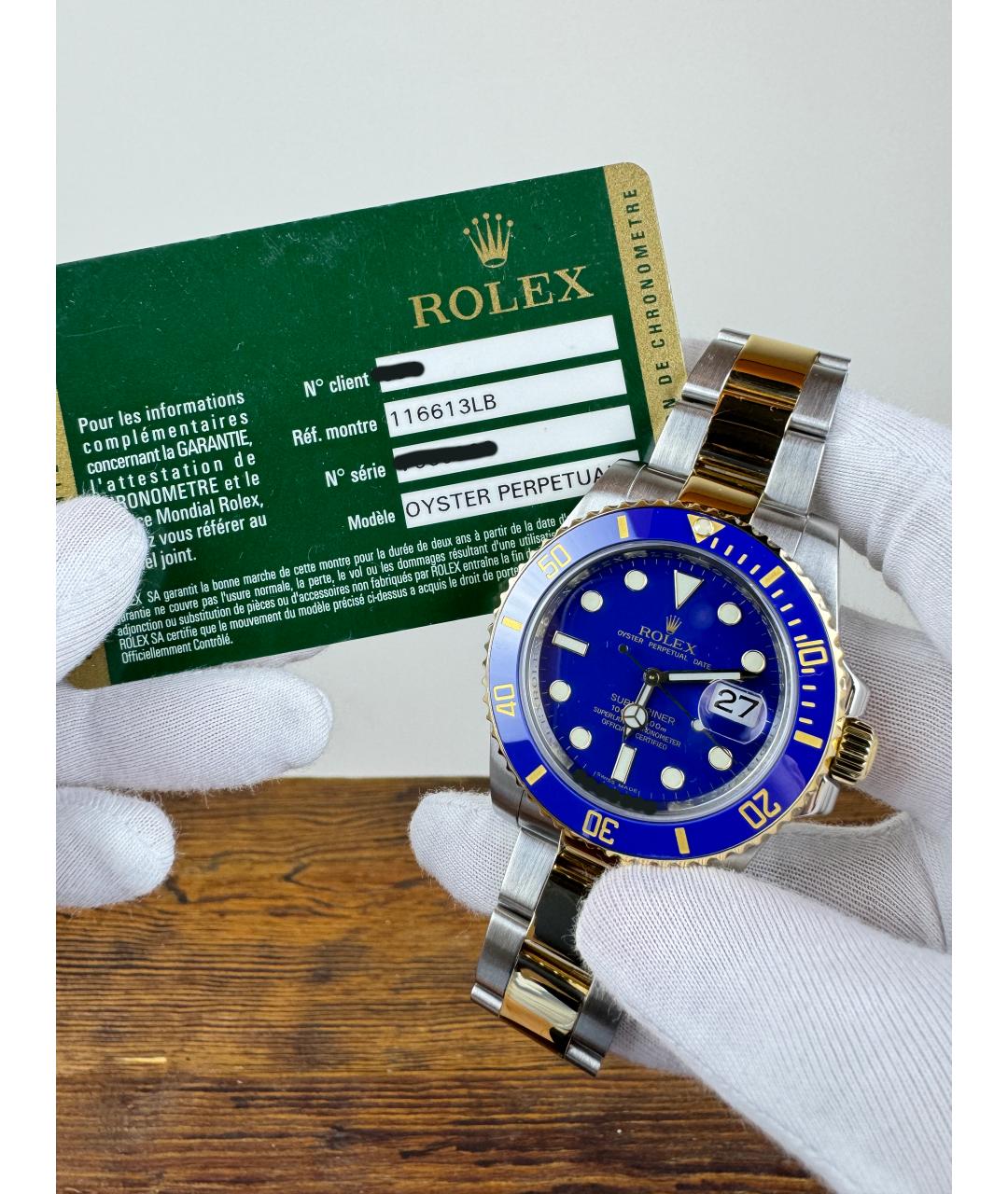 ROLEX Темно-синие часы из золота и стали, фото 2