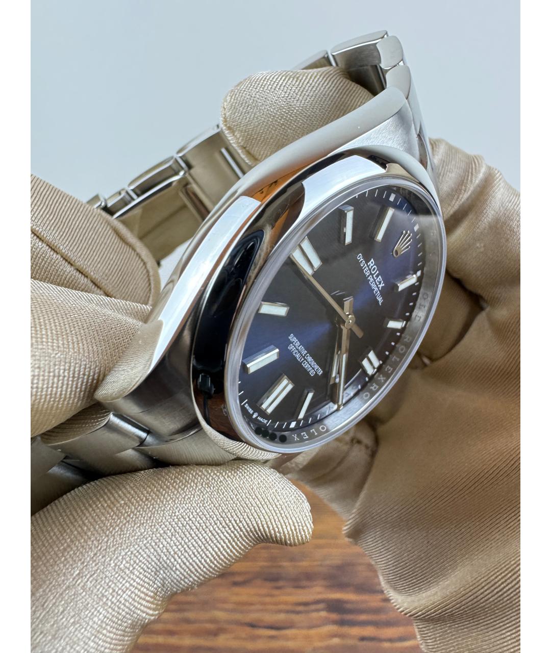 ROLEX Темно-синие стальные часы, фото 5