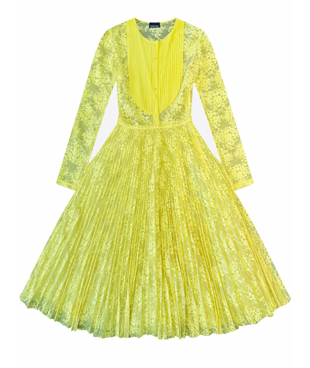 ERMANNO SCERVINO Желтое кружевное коктейльное платье, фото 1