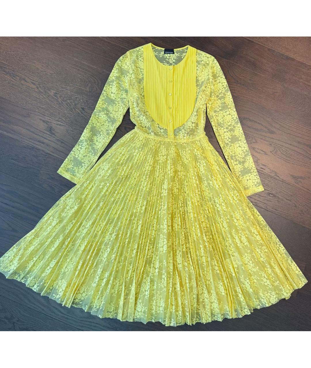 ERMANNO SCERVINO Желтое кружевное коктейльное платье, фото 9