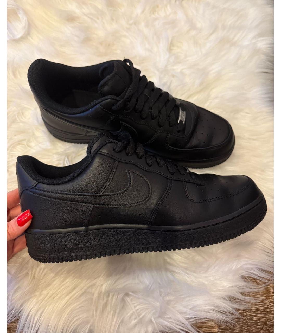 NIKE Черные кожаные низкие кроссовки / кеды, фото 5