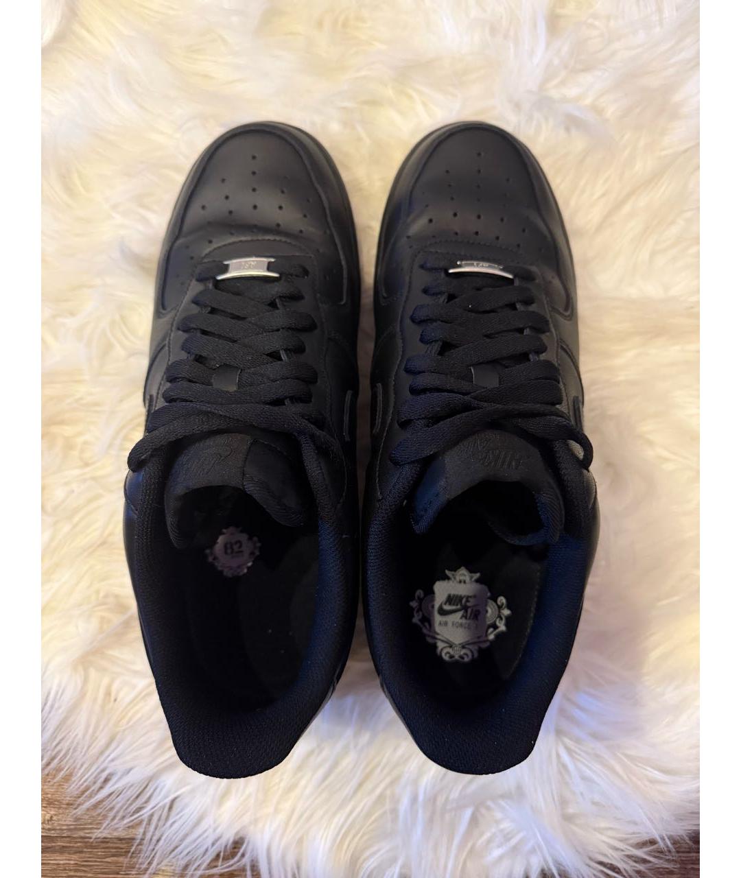 NIKE Черные кожаные низкие кроссовки / кеды, фото 3