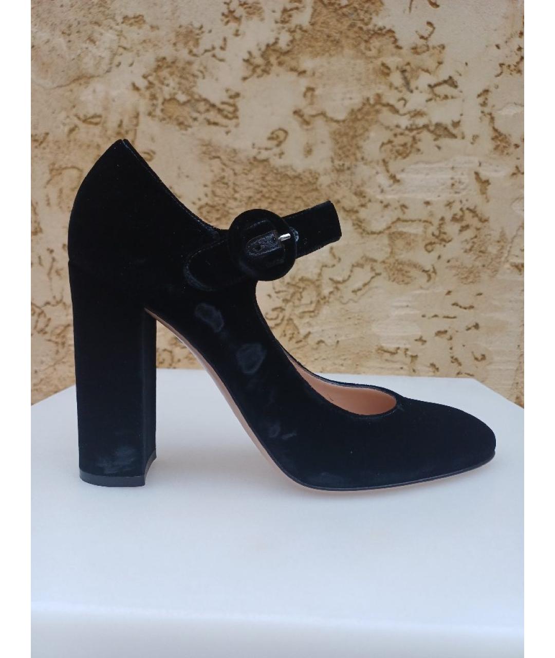 GIANVITO ROSSI Черные бархатные туфли, фото 8
