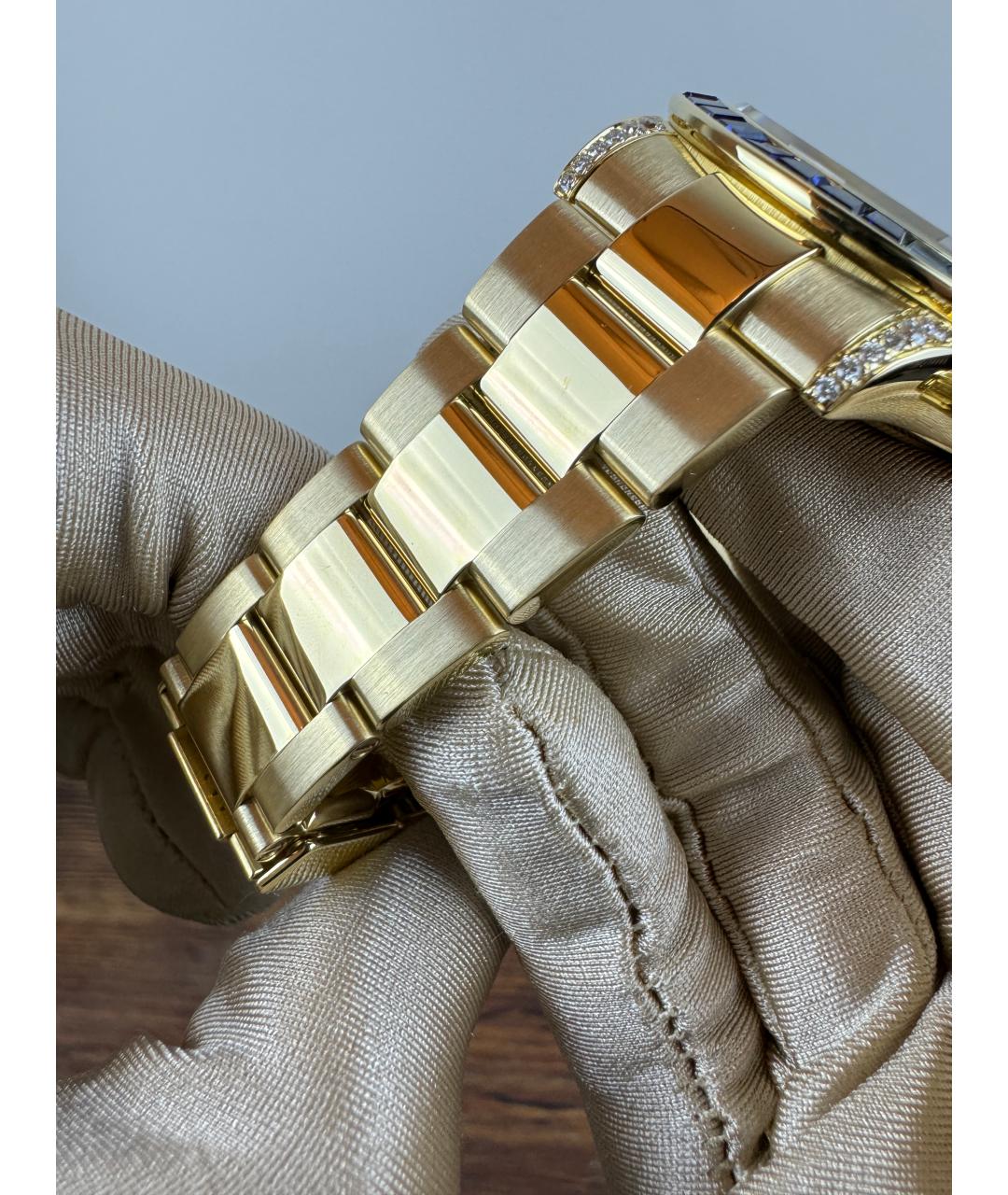 ROLEX Черные часы из желтого золота, фото 5