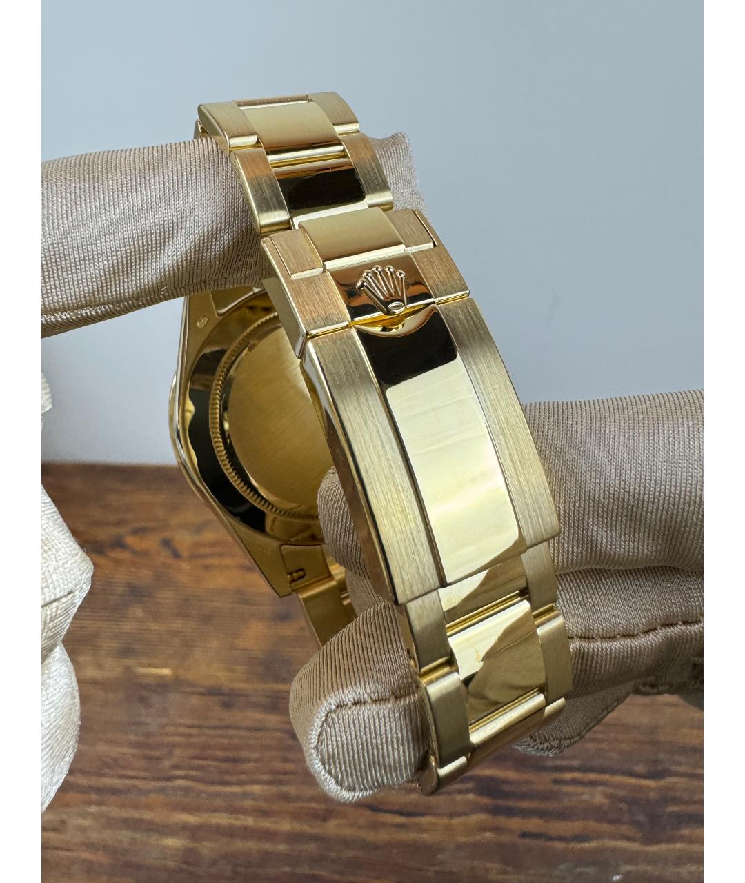 ROLEX Черные часы из желтого золота, фото 6