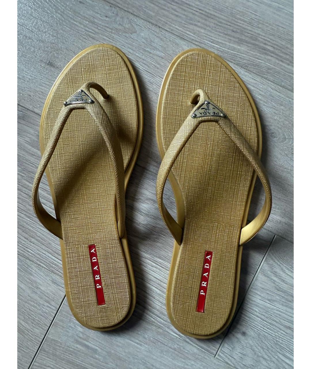 PRADA Золотые шлепанцы, фото 7