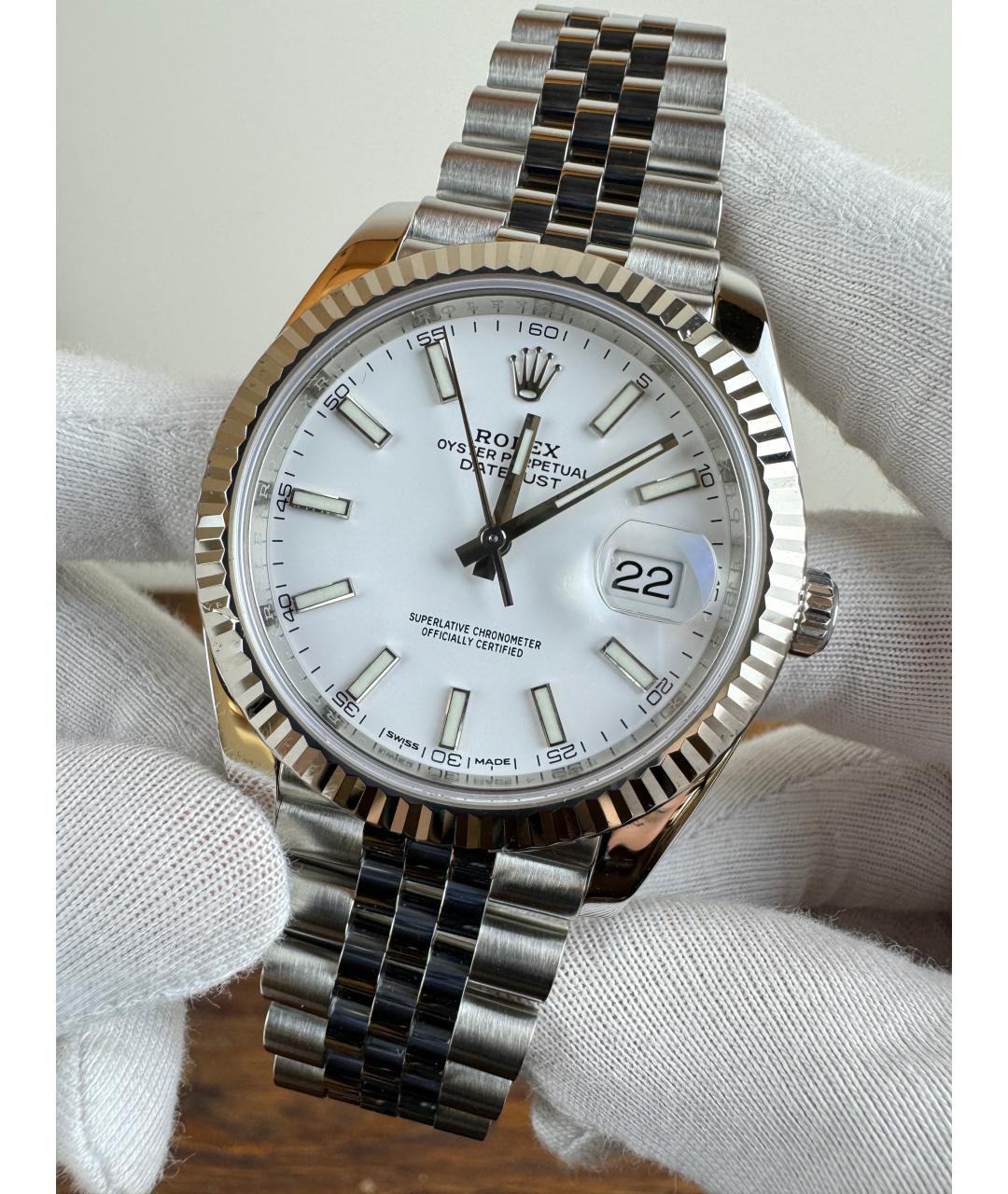 ROLEX Белые стальные часы, фото 4
