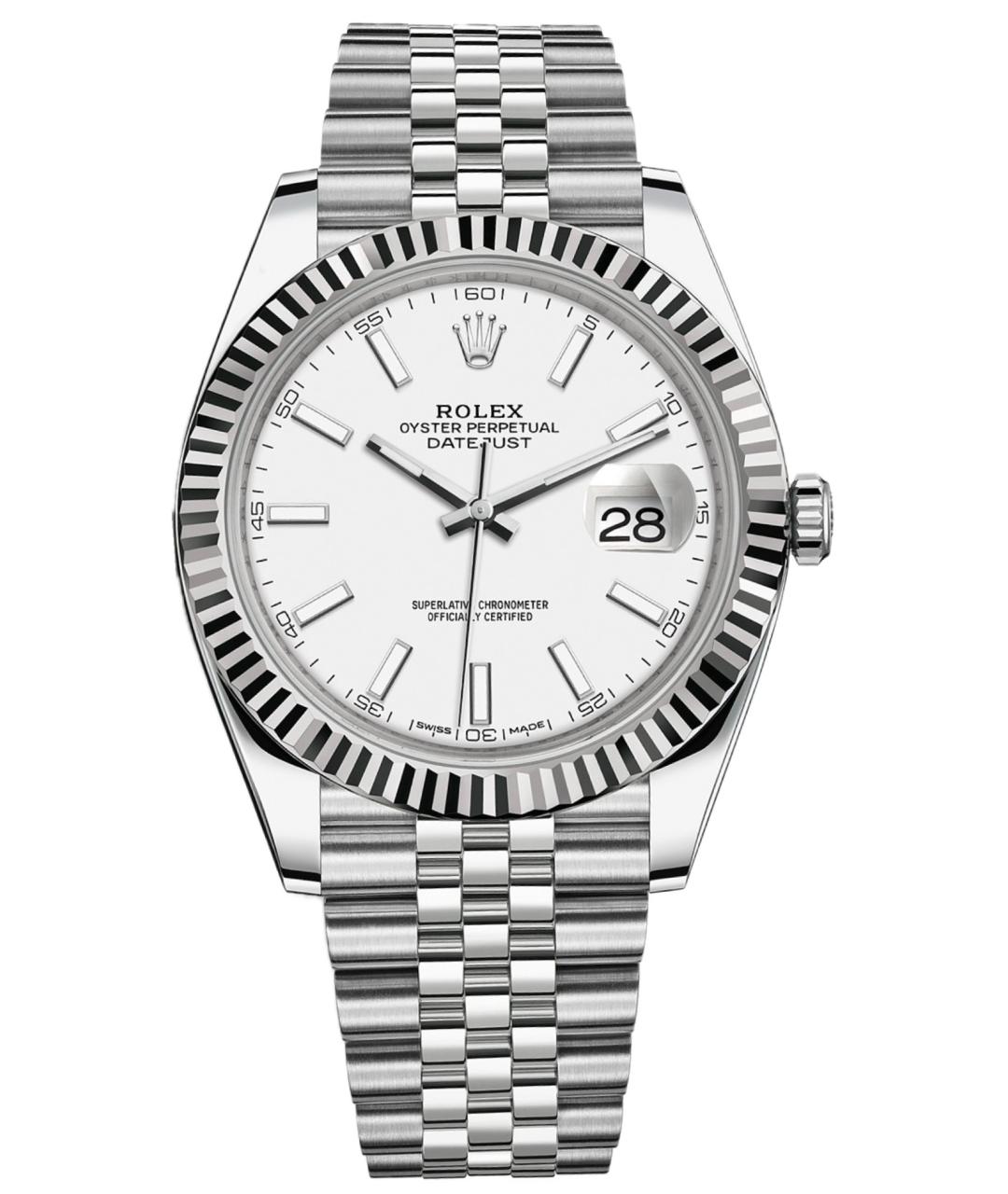 ROLEX Белые стальные часы, фото 1