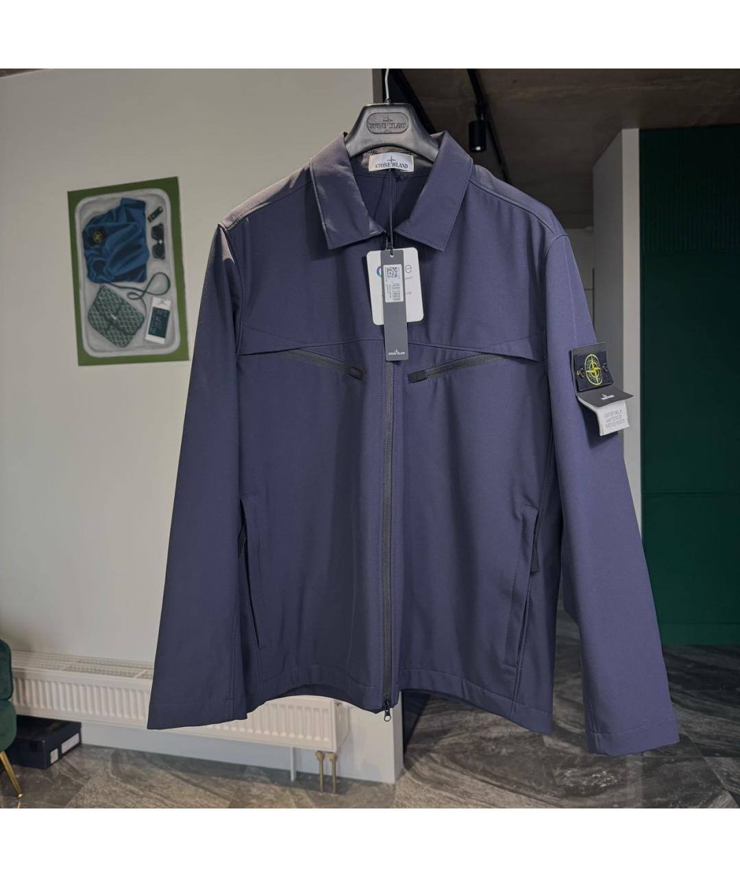 STONE ISLAND Темно-синяя полиэстеровая куртка, фото 2